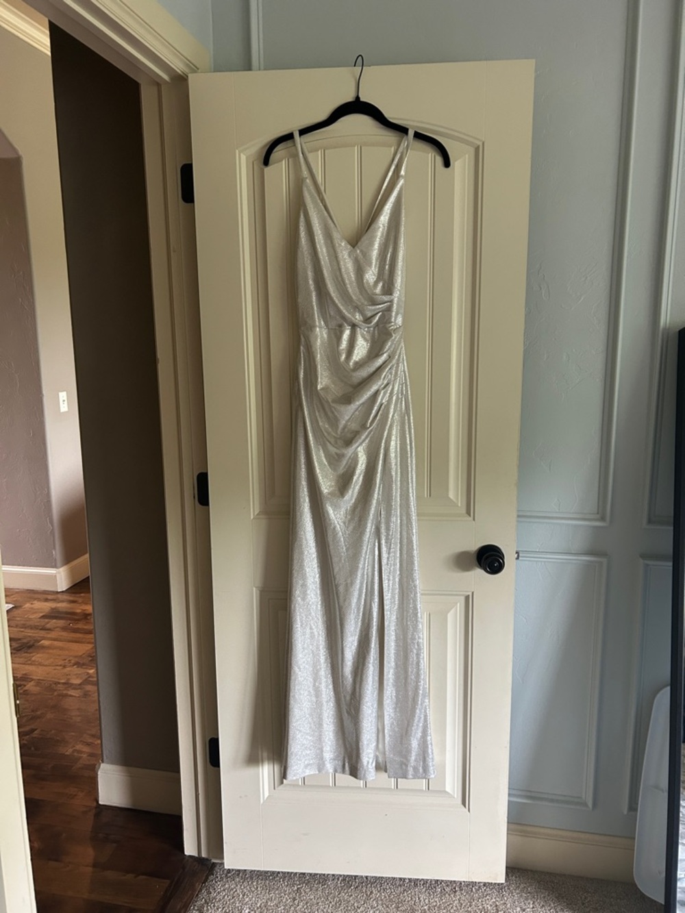 Eliza J Silver V Neck Evening Dress - Women's